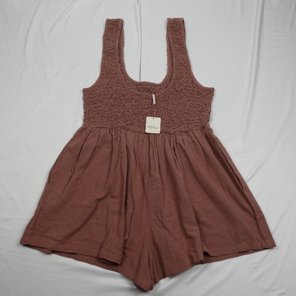 Free People Mauve Brown Textured Romper - NEW WITHOUT TAGS